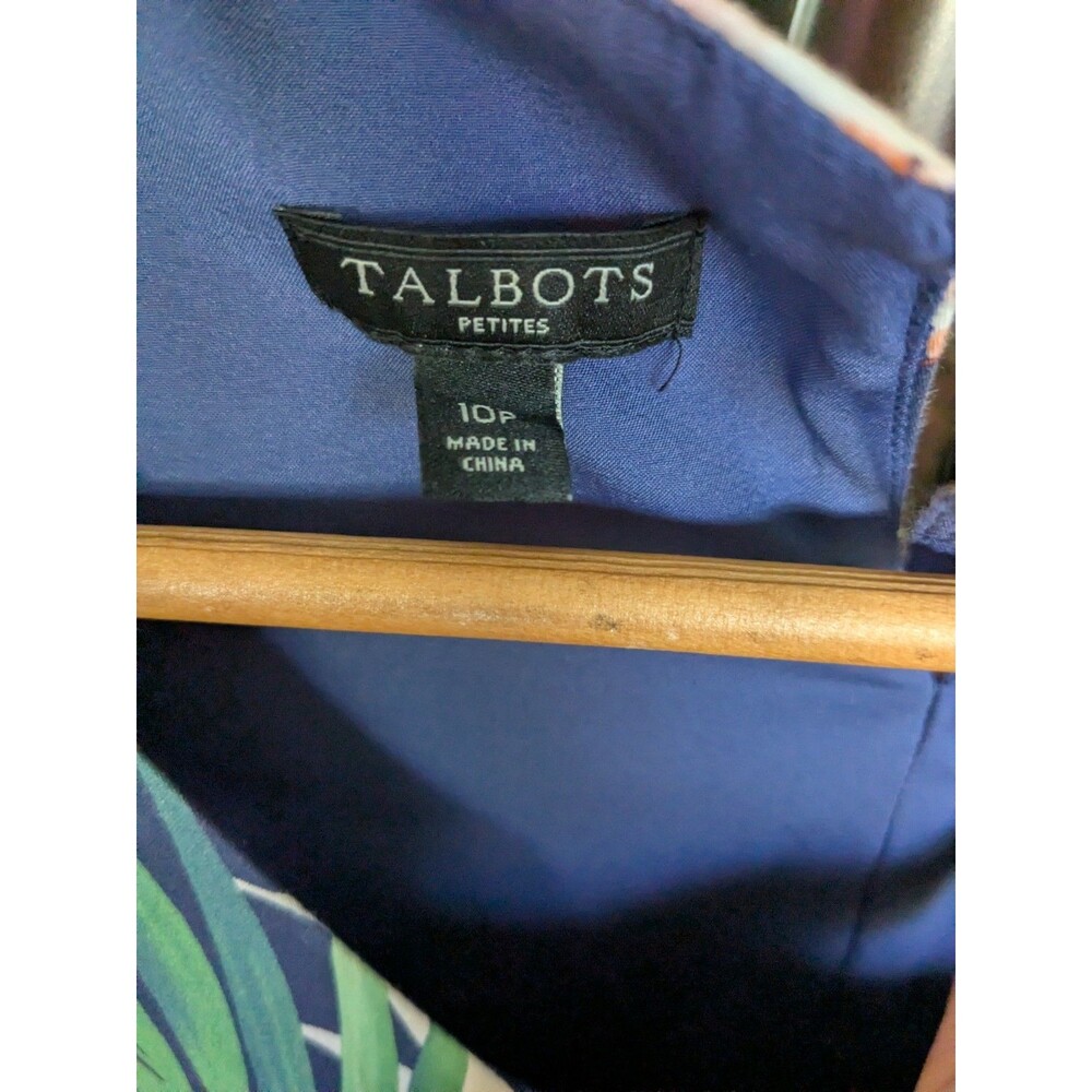 Talbots  Tropical Floral Sleeveless Lined Midi Dress Fit Flare Pleated 10P - Picture 8 of 8